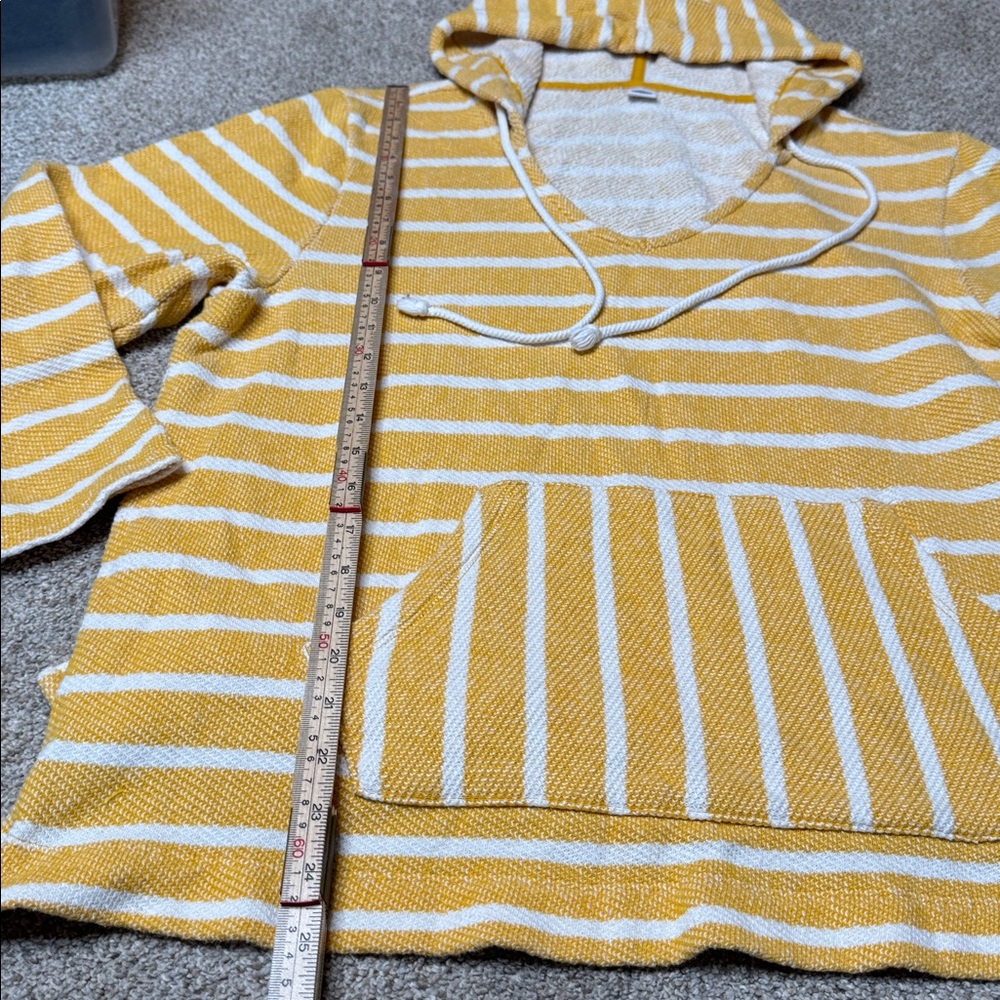 Old Navy Cali Striped Baja Hoodie Yellow White Lightweight Pullover XL - Picture 6 of 13